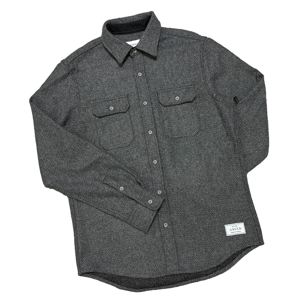 Anian Shirt Wool Overshirt Shacket Sustainable Button Up Flap Pockets Mens Large